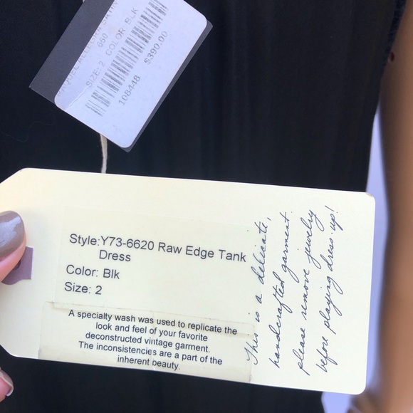 New $390 Raquel Allegra Black Satin Raw Edge DRESS - Picture 10 of 11